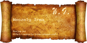 Weszely Irma névjegykártya